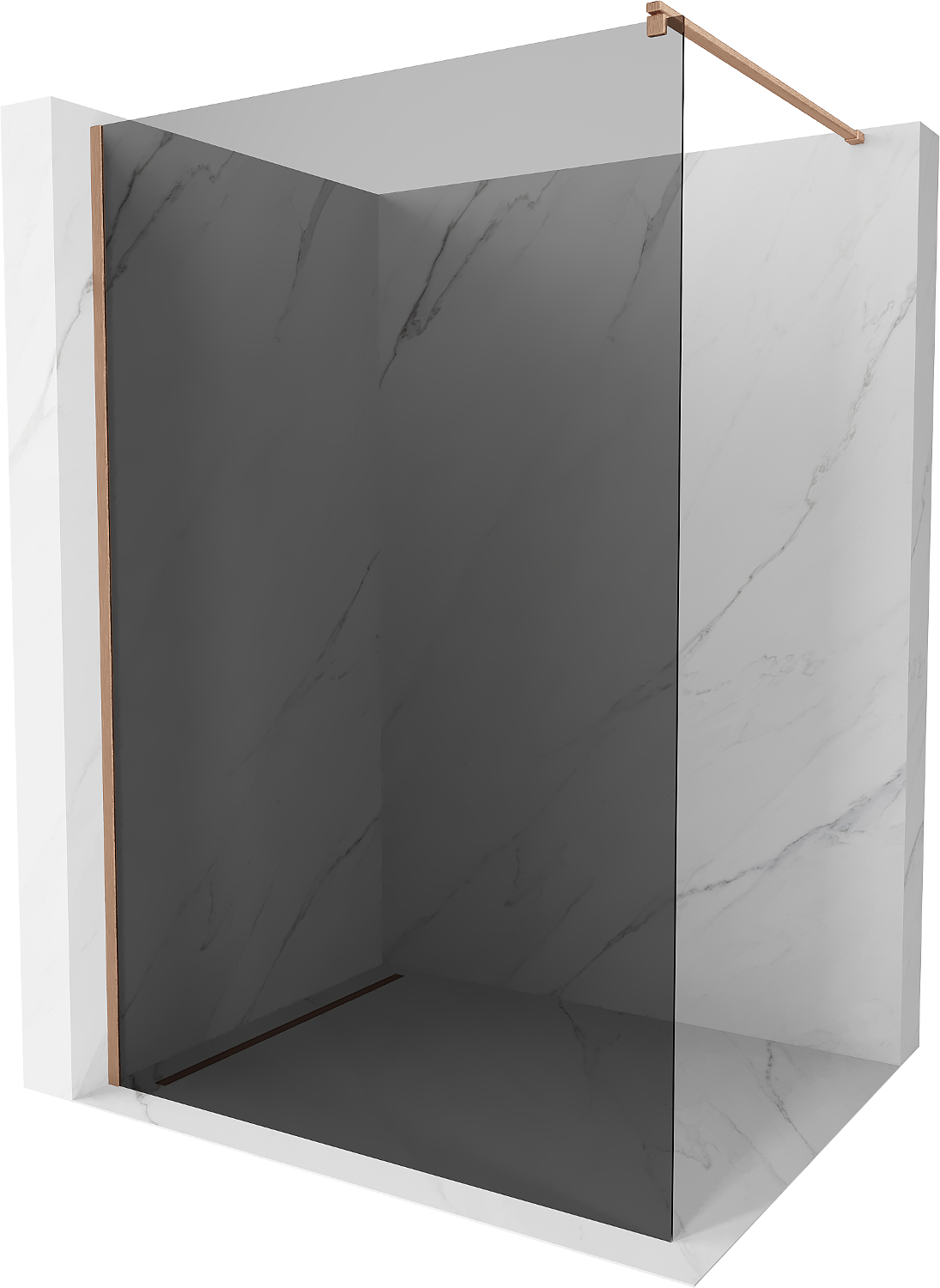 Mexen Kioto ścianka prysznicowa Walk-in 70 x 200 cm, grafit 8 mm, miedź szczotkowana - 800-070-101-65-40